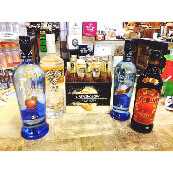 sterlingcellars's tweet photo. Fall things 🍂🎃🍎 #pumpkinspice #vodka #kahlua #applecider #smirnoff #honey #sterlingcellars #mahopac #westchester http://t.co/92I4WWZEvK