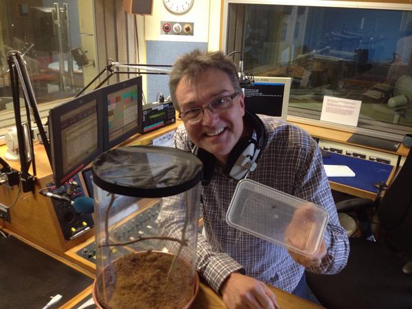 SallyAnn_Spence's tweet photo. After learning a little more about spiders here's a happy @grahamseaman26 from BBC Wiltshire #SuperSpiders #Education http://t.co/v0P23BgScv