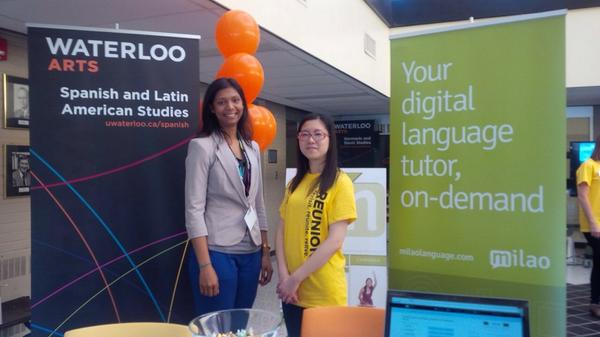 MilaoLanguage's tweet photo. Our lovely ladies Tish and @Clementia5 representing Milao at the #UWReunion this weekend @uwaterlooARTS #thankyou http://t.co/vhxMEQ7R0x