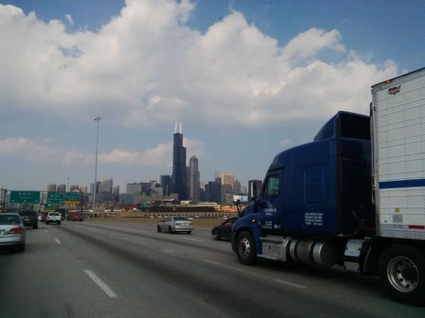 Chicago skyline vanaf de grote weg