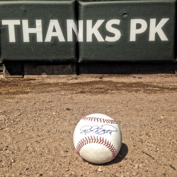 whitesox's tweet photo. RETWEET for a chance to win a #PK14 signed ball. Must be following to win. #ThanksPK #whiff http://t.co/1yTrTey8oA