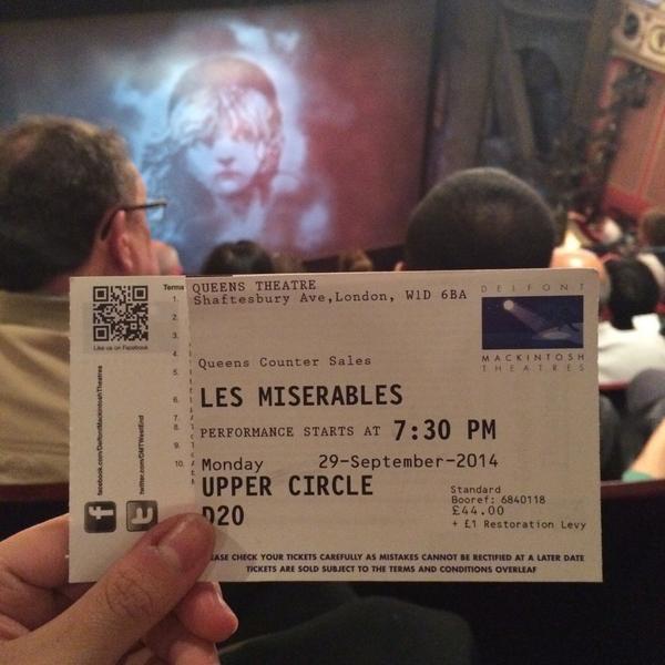 beatricesays's tweet photo. Finally! Great stage, awesome cast. Monday night definitely went well ;) #London #lesMiz @lesmisofficial http://t.co/3ZsfCvane6