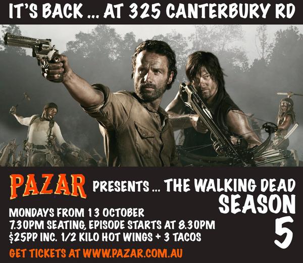 Bringing ZOMBIES &amp; TACOS back to 325 Canterbury Road <a href="/pazarfood/">pazarfoodcollective</a>!