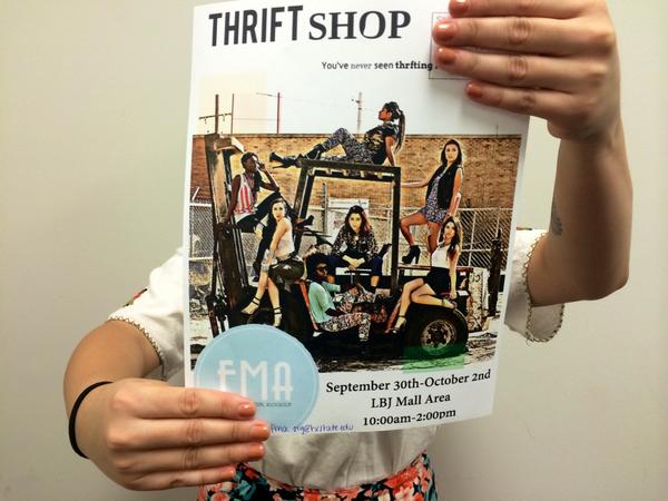 FMATxSt's tweet photo. GUESS WHAT TOMORROW IS.... #FMAThriftShop! 10am-2pm in the LBJ mall area. #TXST #BobcatFamily #StateStyle http://t.co/YJgeHwrSW2
