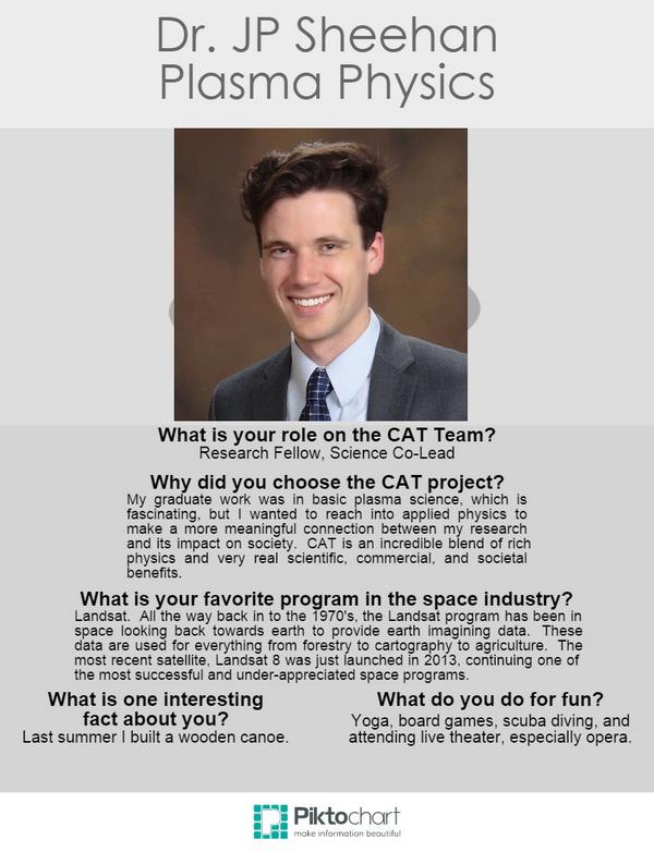 GoBluePlasma's tweet photo. #TeamMonday Check out this infographic of Dr. JP Sheehan. #ScienceCoLead #GoBluePlasma #PlasmaPhysics #CAT #Research http://t.co/C8JY4Kyg0G