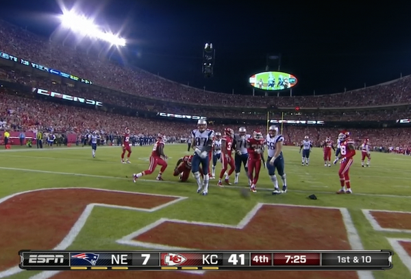 BleacherReport's tweet photo. Rob Gronkowski gave the saddest TD spike ever with his team down big http://t.co/A3oLeArvYy http://t.co/DaAaTgr3Jt