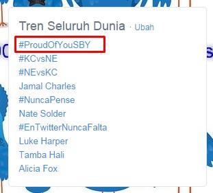 Mulai muncul dukungan ke SBY, #ProudOfYouSBY jadi trending topik dunia