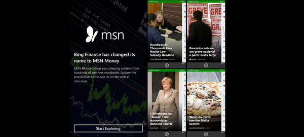 Bing_Finance's tweet photo. Bing Finance apps are now MSN Money; the Windows Phone app has added a Hero to draw your attention to the main story http://t.co/tmItWTBOiw