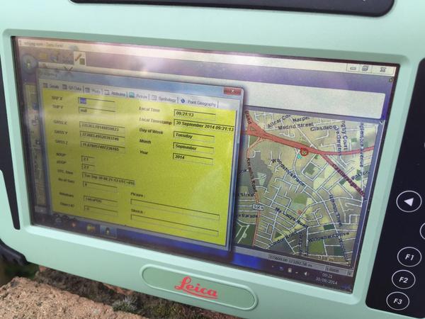 GIS_gingell's tweet image. GNSS Zeno CS25 outside The Mount Belfast #IMGSGeospatialUG 2014