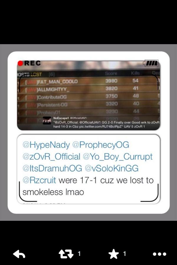 SE_Smokeless's tweet photo. Smokeless vs UAV official CB 2-0 GG http://t.co/3kCwbUOos8