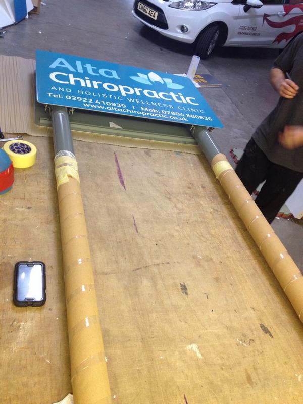 EliteSigns's tweet image. Here's @AltaChiro new #postMounted #sign. Designed by @Space_on_White. Good Luck with the grand opening tomorrow guys