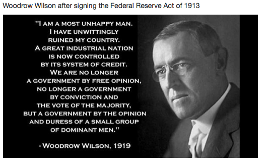 🇸🇻 Bitcoin Ambassador🌋 在Twitter 上："Woodrow Wilson's Comment After Signing Off On Federal Reserve Act Of 1913. "I Have Ruined My Country." Http://T.co/Q7Unteqx74" / Twitter