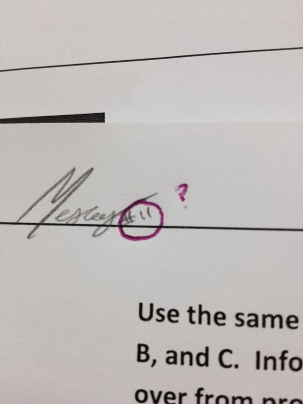 ThatNigga_Bags's tweet photo. My nigga @medleyboy11 is so famous he signs his jersey number after his name on tests 😂😂 http://t.co/Hyc9hW9dCi