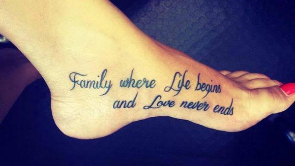 Family where life begins and love never ends tattoo