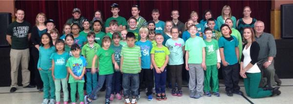 HGFA wears green for 11 year old boy that was a victim of violence last week in Topsail <a href="/NLESDCA/">NLESD</a> <a href="/holyfamilyscho2/">holyfamilyschool</a>