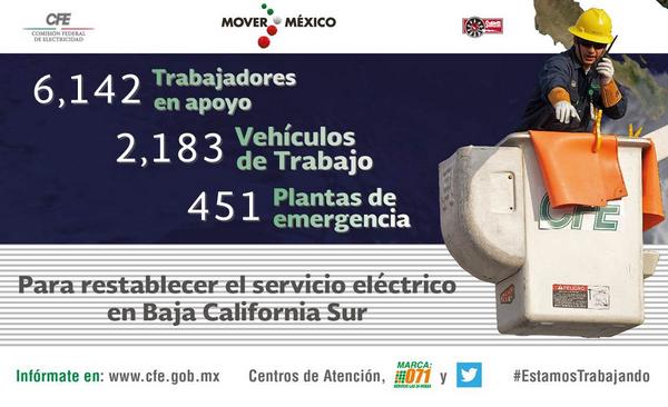 Buen día #BCS #SeguimosTrabajando para que todos tengan luz. Gracias por su comprensión @CFE_BCalifornia