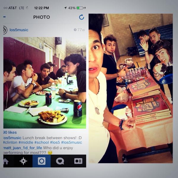 icanojr's tweet photo. We are back. 77 weeks later and still serving us pizza 😝🙌🍕

#ClintonMiddleSchool ❤️✌️
#Los5Live http://t.co/8Dhpfy9lMh