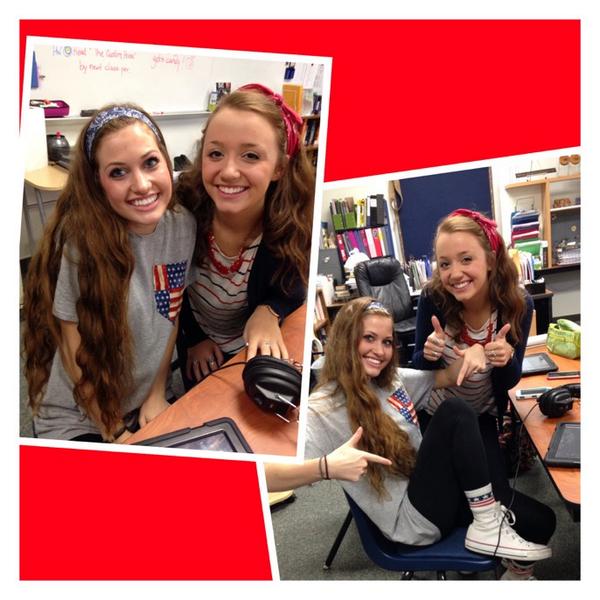 McMichael_FMHS's tweet photo. From head to toe, Hayden & Gillian have spirit! #1stRed #MoundShowdown http://t.co/moMSIRUhtI