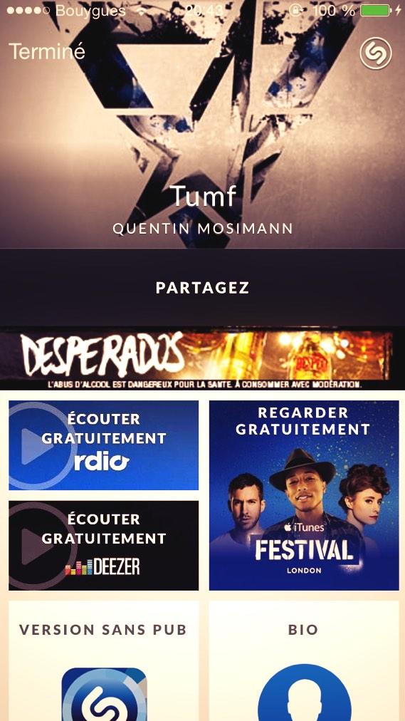 Alex_hny's tweet photo. Shazam connaît déjà le nouveau son de @quentinmosimann! (J'me souviens tu l'avais joué au #MixMove 😏✌️) http://t.co/hyQvTrtYiM