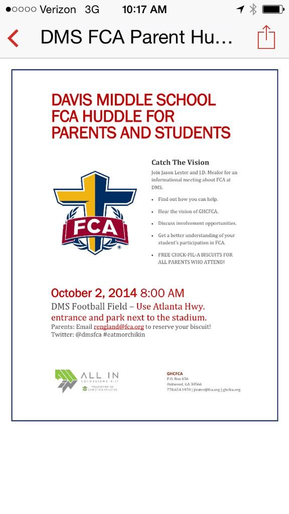 dmsfca's tweet image. Parents, don't forget to join us this Thursday for parent day at FCA!