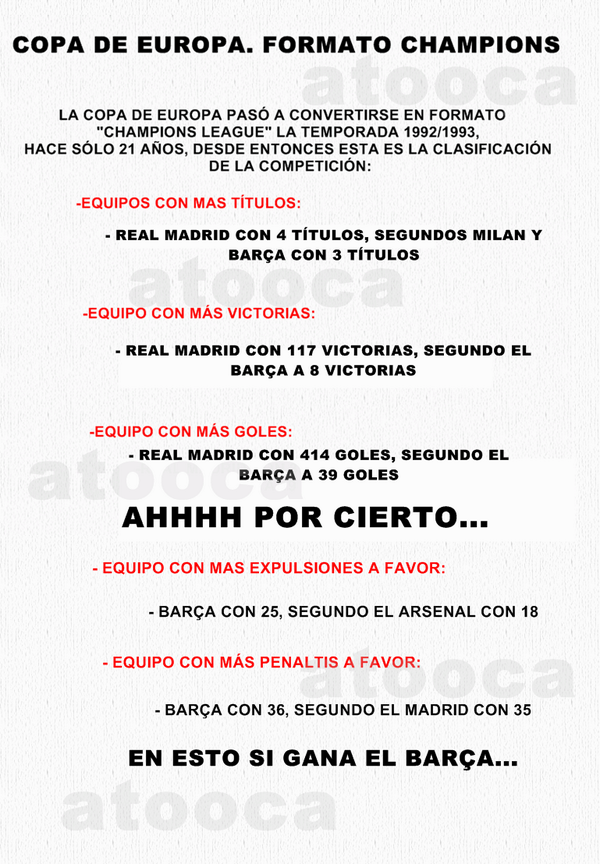 atooca's tweet photo. El Madrid vivía del pasado decían…
El Barça es el mejor equipo de los últimos años decían…

Podéis reír, digo yo… http://t.co/lZsYTUZZY5