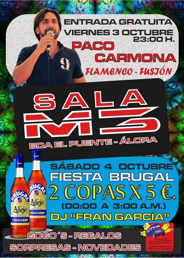 M3Sala's tweet photo. YA SABÉIS EL VIERNES, PAQUITO CARMONA ARTISTA DE MODA Y DESPUÉS HASTA LAS 7 DE LA MAÑANA LA MEJOR MUSICA Y AMBIENTE. http://t.co/7ezviSPACB