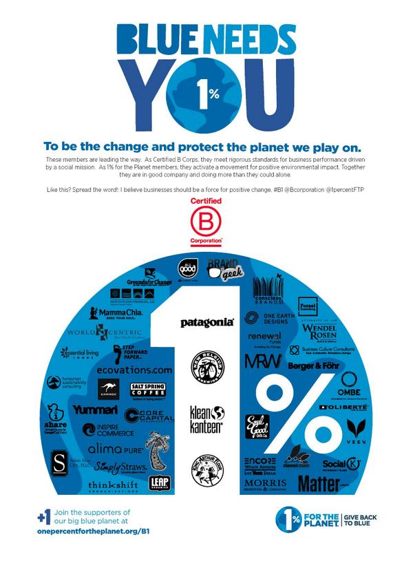 inspirecommerce's tweet photo. We are thrilled to be a part of the latest @1PercentFTP ad featuring member businesses who are also #BCorps http://t.co/MbmOQwN7cu