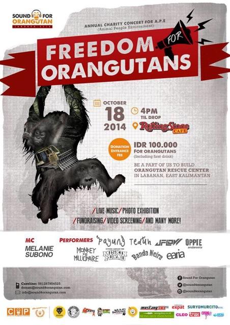 AdibHidayat's tweet photo. FREEDOM FOR ORANGUTANS!Sabtu, 18 Oktober 2014 di @RSCafeINA #SFO2014 info @sound4orangutan http://t.co/LbDFQAREqq