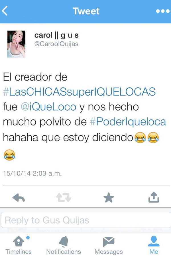 CarolRadilla_'s tweet photo. Ya no se ni que digo haha😂💜 #LasCHICASsuperIQUELOCAS #PoderIqueloca #NuevoVideoDeGusQuijas @iQueLoco http://t.co/S2NQAnGNuD