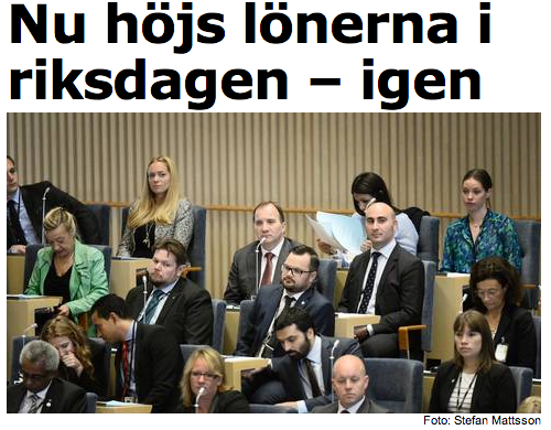 Aftonbladet's tweet photo. Nu höjs arvodena för riksdagsledamöterna. Läs om den nya lönen här:
http://t.co/spegFkedCl
#svpol #val2014 #abval http://t.co/NWpGW1Ha3B