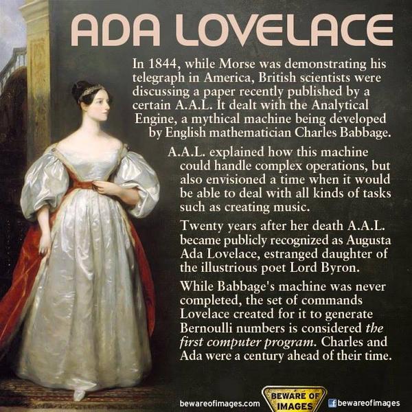 AMPAdearguelles's tweet image. ¿Qué quieren ser tus hij@s de mayores, quizá #programadores como Ada Lovelace? #AdaLovelaceDay #FirstProgrammer