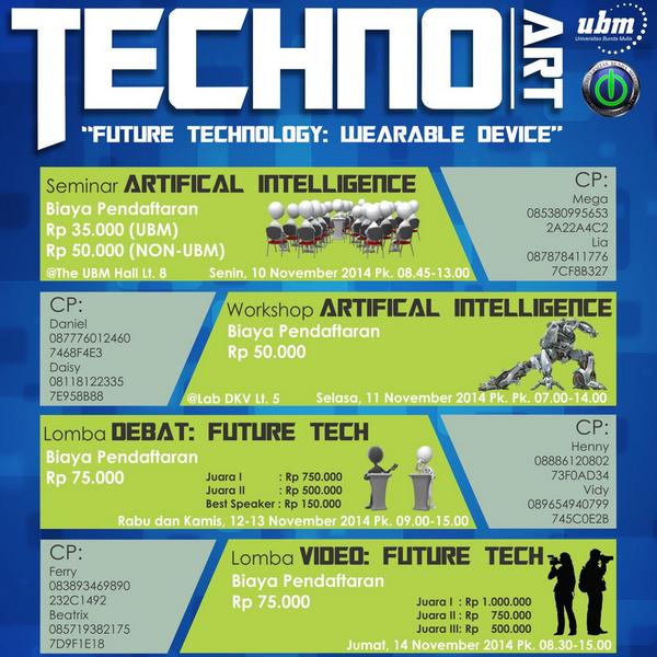 BIOS_UBM's tweet photo. @HIMSIgunadarma @HIMSIBinus @HimtiBinus @himtiUMN @UG_HIMTI IT UBM Proudly Present: TECHNOART. Yuk join ;) http://t.co/hw3NDniDaM