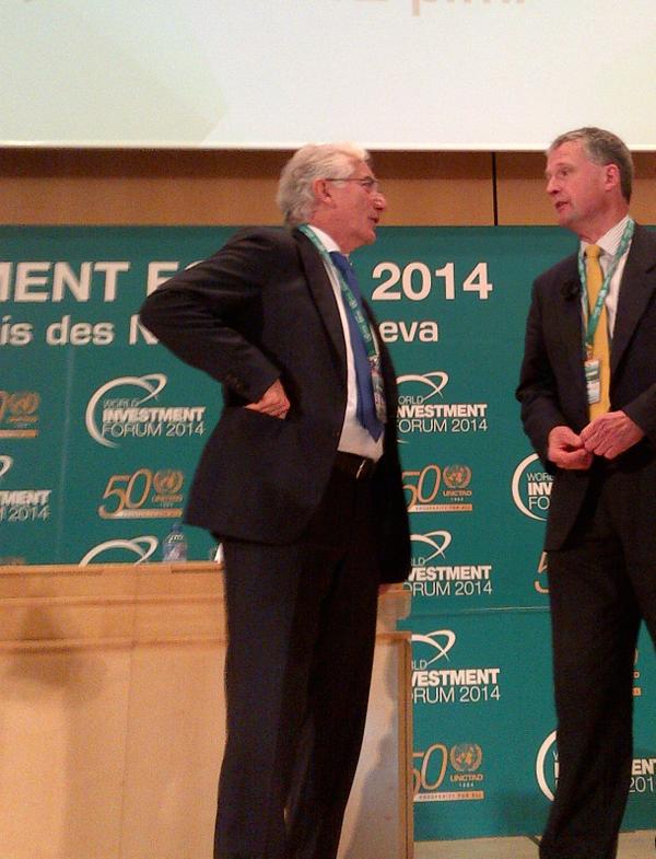 the_OSLO's tweet photo. Sir Ronald Cohen chatting w Jamie Robertson of @BBCNews following the World Leader Summit this morning @UNCTAD #WIF14 http://t.co/oVMMXyU8bG