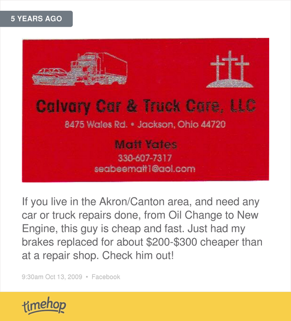 MathewLiberty's tweet photo. Matthew Yates fixed my brakes 5 years ago!! Do you still do car work,  Matt?  http://t.co/s4UAKYjeLa http://t.co/gol8jUVQ6u