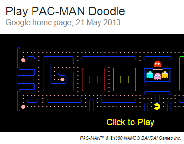 Looking for something to pass the time over lunch? Just type Pacman in to google &amp; you can play their #googledoodle