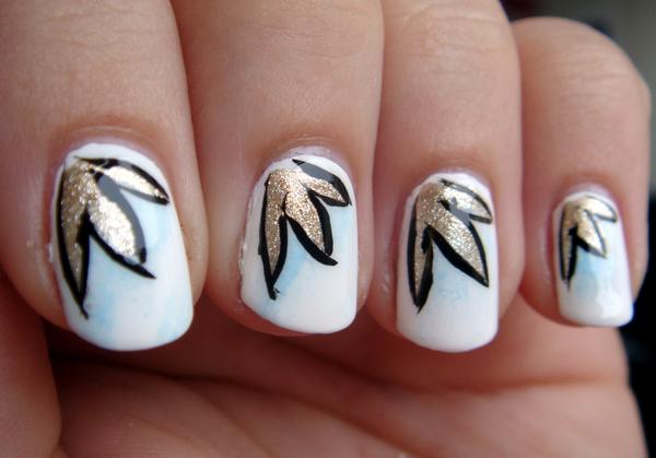 Snow covering the bright autumn colors #nailart #notd #nails See more here: colorfulcupcakecat.blogspot.com/2014/10/leaves…