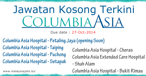 jawatan's tweet photo. Jawatan kosong terkini di Columbia Asia Hospital. Peluang kerjaya di Hospital Columbia Asia http://t.co/gsiCg6gmTK http://t.co/EykCqiCdtd