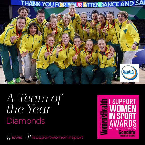 womenshealthaus's tweet photo. Woo hoo @AussieDiamonds take out our @Goodlifehc #ISWIS A-Team of the Year award! #ISupportWomenInSport http://t.co/nQvwjQZyMH