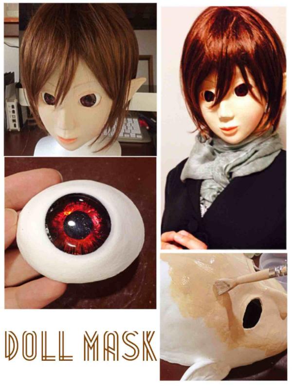 倉戸みと ドール マスクの作り方 1 軽量樹脂粘土でだいたいのカタチを作る 2 胡粉と木工用ボンドと水彩えのぐを混ぜた下地材を塗る 3 水彩えのぐでメイクをする 4 グラスアイをグルーガンで接着する 5 ヒト用ウィッグを被せて完成 Http T