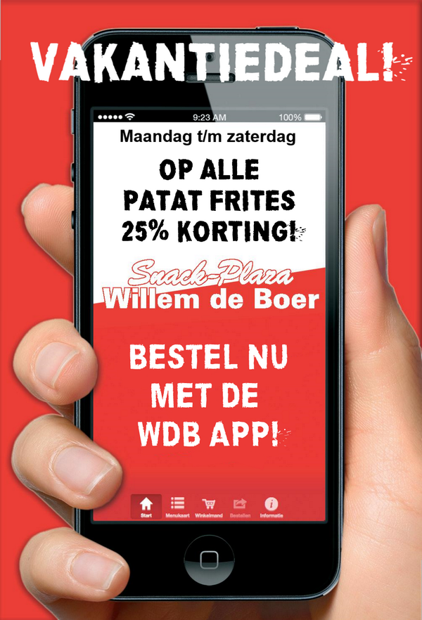 Deze week 25% korting op alle friet m.u.v. Ras Korting geldt voor gezinszakken maar ook voor b.v. kapsalon RT graag!