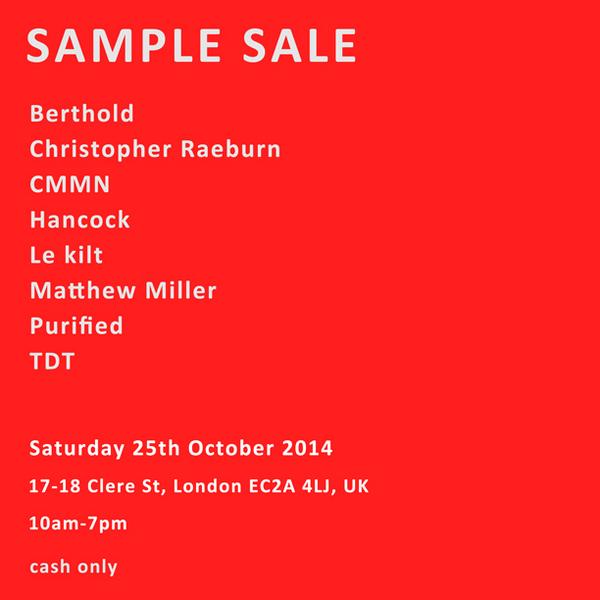 Raeburn_Design's tweet photo. Save the date! #SampleSale 25/10 with @CMMN_SWDN @BERTHOLD_UK @PURIFIEDSHOES @Studio_M_Miller @HancockVA &amp; more.. http://t.co/DylajEFofo