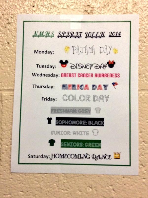 NMHSmediaclub's tweet image. Get ready for #SPIRITWEEK2014 !!!! #nmhs 🎉