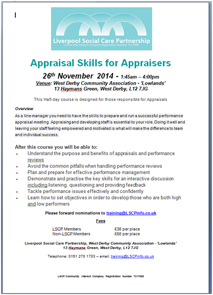 LSCPinfo's tweet photo. Appraisal Skills http://t.co/3wSaVaXopW