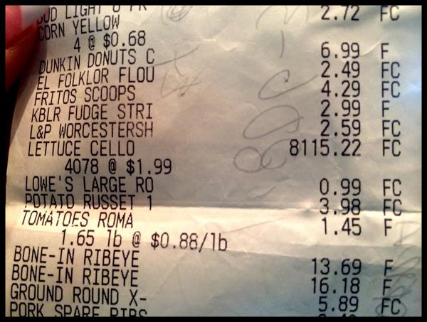 BethMooreLPM's tweet image. You never know when you might need some extra lettuce. Please note what the checker rang up for Keith.(He only had 1)