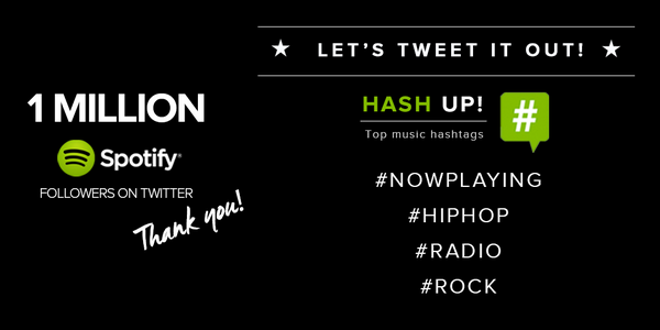 Spotify's tweet image. These #music hashtags got the most love on Twitter.
Which one do you use to share tracks?
#FirstMillion