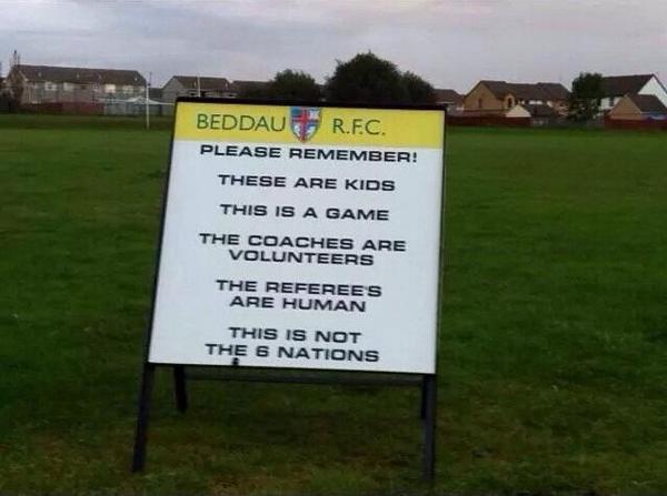 This is superb. Everyone watching junior sports should read this sign.