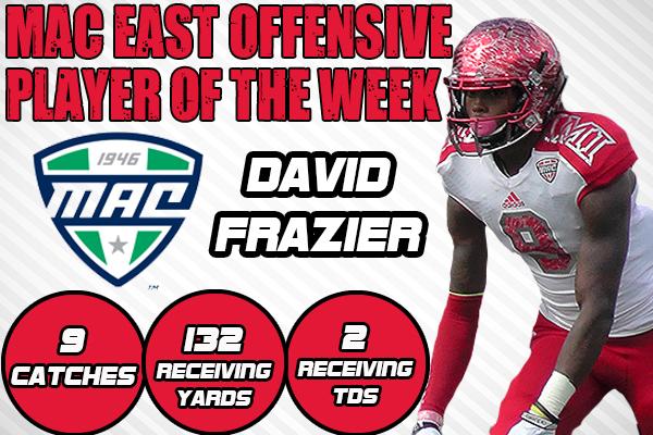 MiamiRedHawks's tweet photo. David Frazier Named MAC East Offensive Player of the Week http://t.co/3SHjWIhciw http://t.co/W9ZbP0aMzR