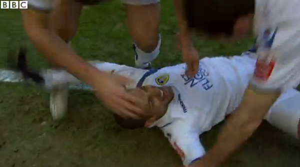 BBCMOTD's tweet photo. "Jermaine Beckford - their leading goalscorer - wheels away in delight!" http://t.co/cMN885AdZY #lufc #mufc #FACup http://t.co/ySDIBKxp1T