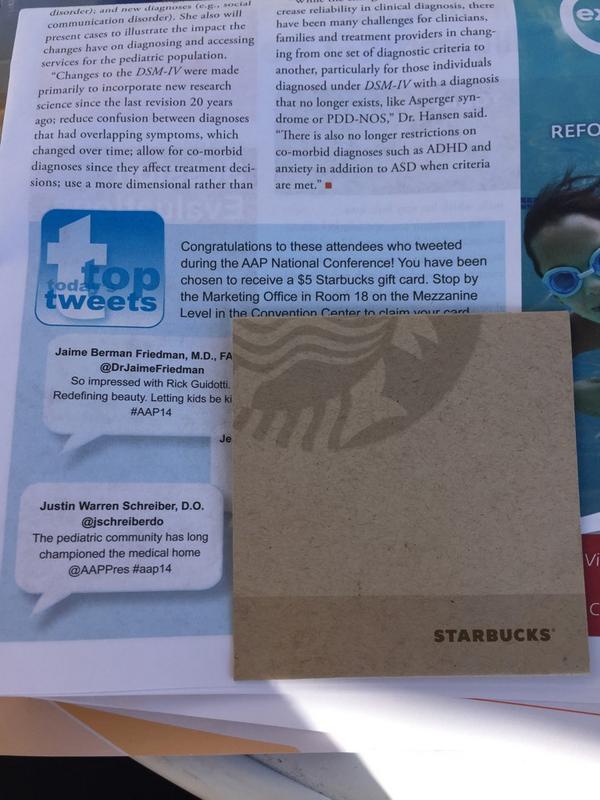 jschreiberdo's tweet image. Being a @AAPSOMSRFT #tweetiatrician pays off #AAP14