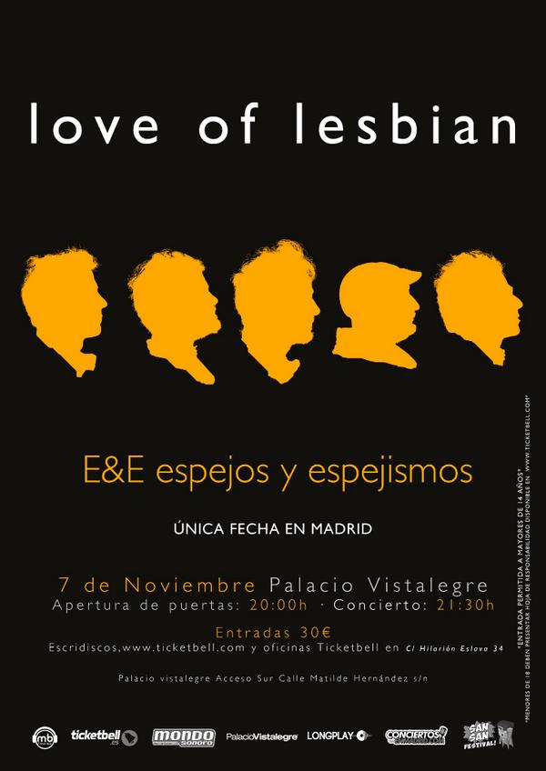 ConciertosenMad's tweet photo. Sorteamos 3 entradas para ver @loveoflesbian el 7/11. Para participar haz RT y apúntate aquí: http://t.co/MFsCORe4kR http://t.co/gj9OBjqiTr